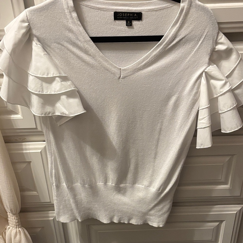 Joseph A. Ruffle Sleeve Blouse